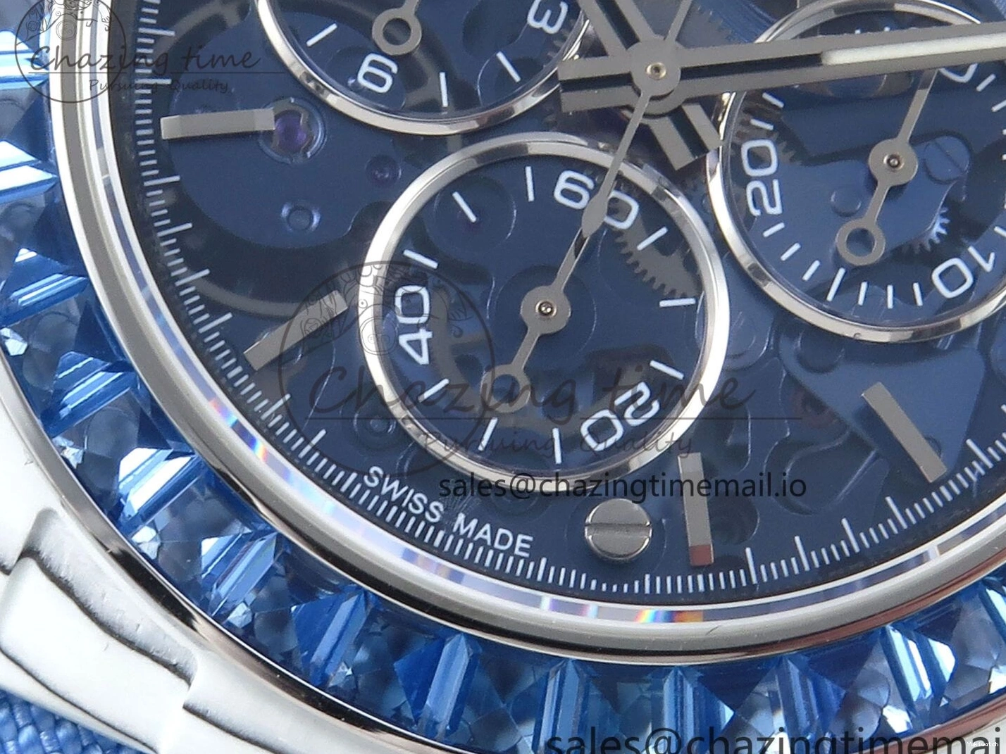 Carbon REMOULD Blue on Dial Bezel Edition DD4802 White Diamonds GETF Best Strap Blue Skeleton ZIF Nylon Blue Daytona 0331